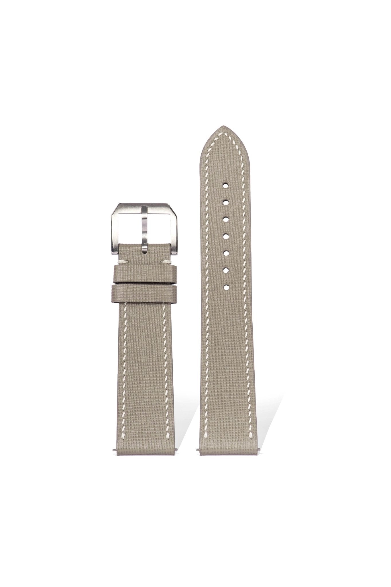 Cartier Tank｜ Beige Gray Saffiano Leather Watch Strap