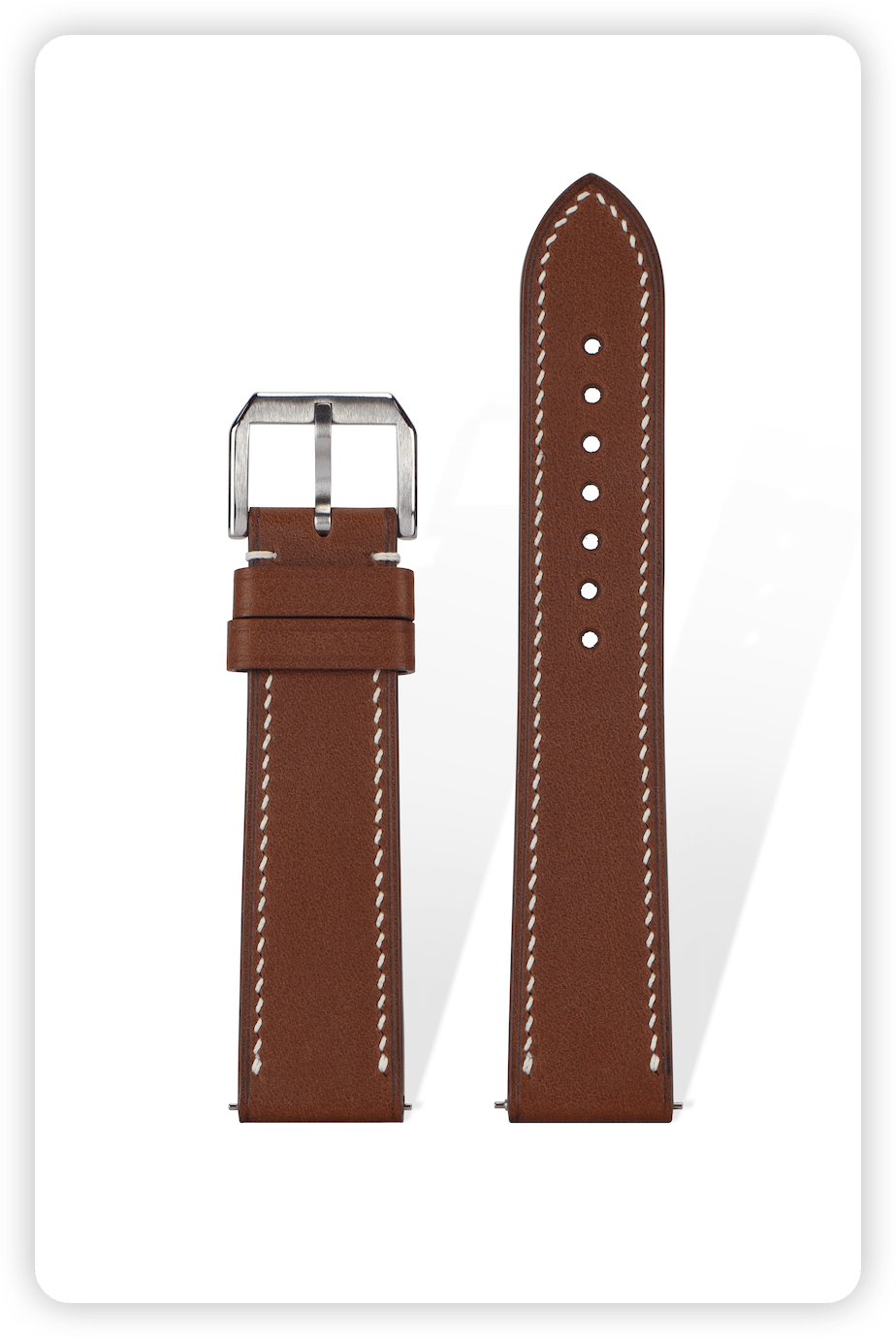 Handcrafted Barenia light brown leather strap in Pantone 16-1356 TCX, quick-release spring bars compatible with 20mm Rolex lugs, French vegetable-tanned with dual-hole reinforcement.