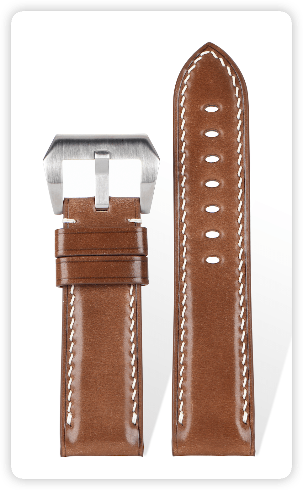 Handcrafted Horween Cordovan Bourbon leather strap with OP buckle, 3mm dual-needle stitching, French vegetable-tanned cattlehide, compatible with 20mm Rolex lugs quick-release system.
