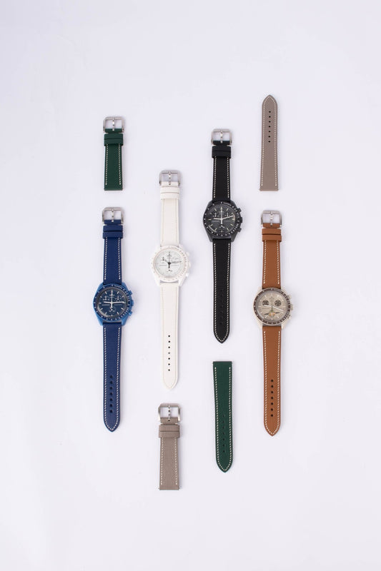Omega x Tissot Lunar Saffiano Calfskin Quick-Release Straps - 12 Dopamine Colors