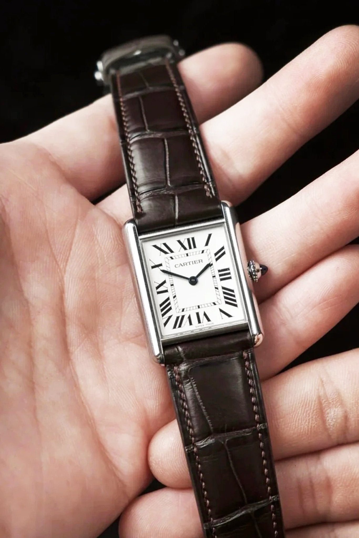 Cartier Tank｜ Dark Coffee Matte Alligator Watch Strap