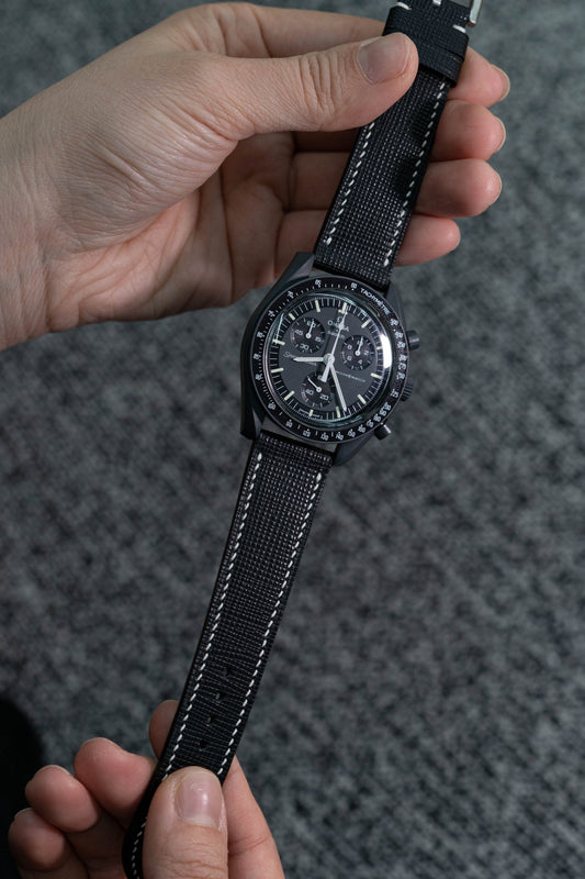 Mission to the Moon｜Black leather watch strap