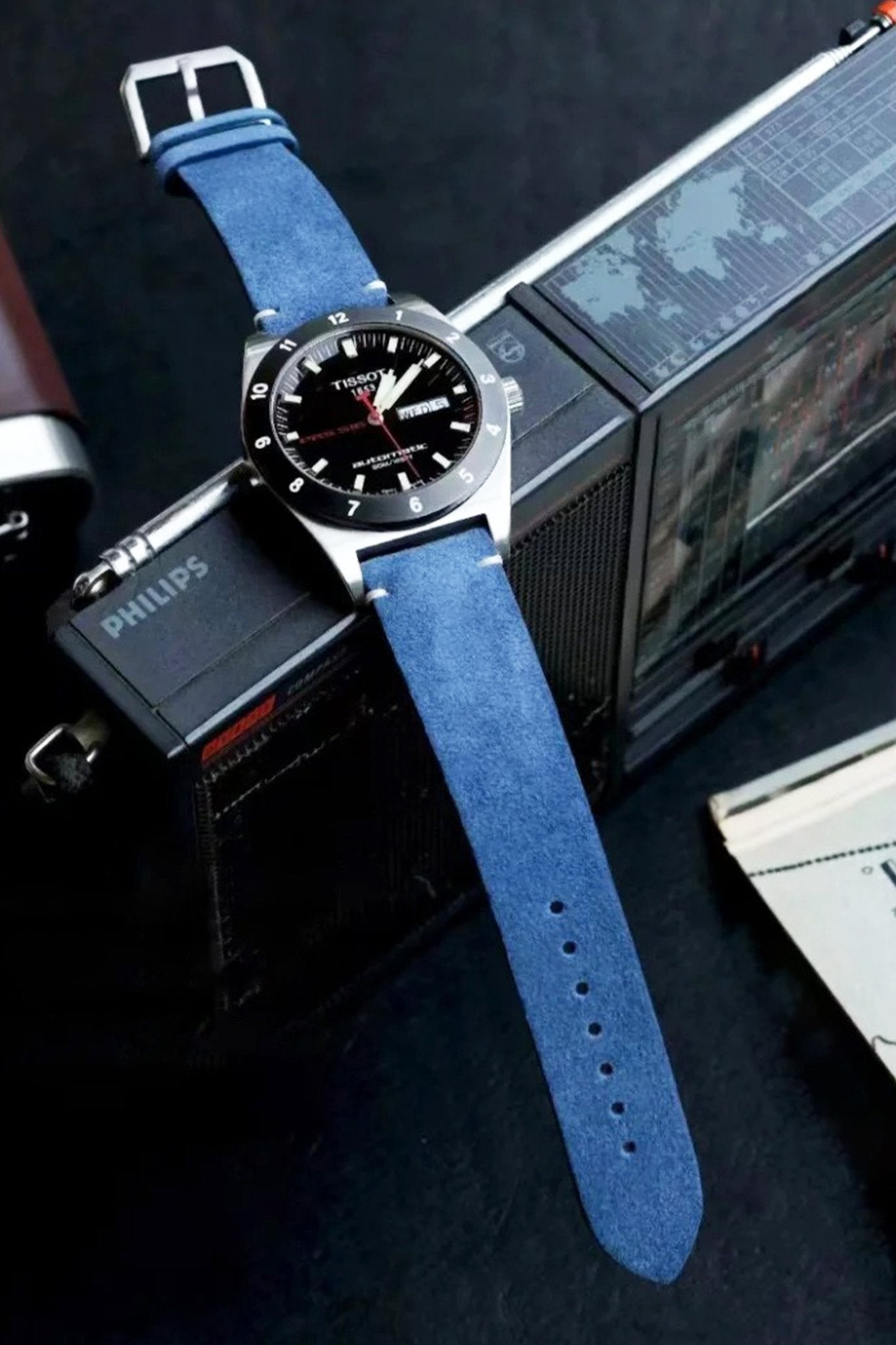 Tissot｜Indige Blue Suede Leather Watch Straps & Bands