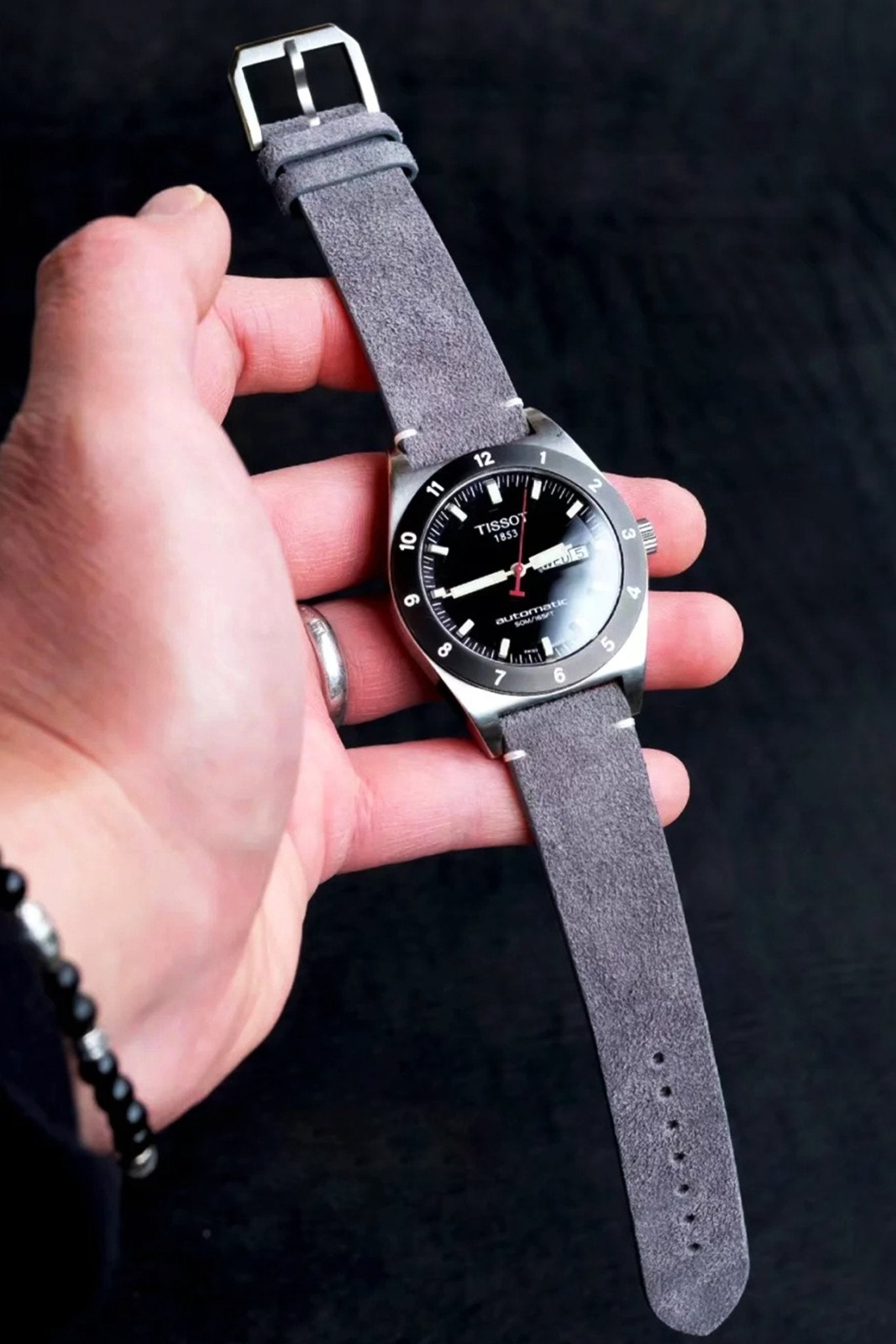 Tissot｜Dark Gray Suede Leather Watch Straps & Bands