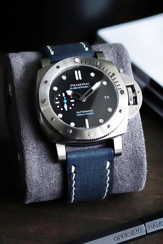 Panerai｜Navy Blue Babele Leather Watch Bands