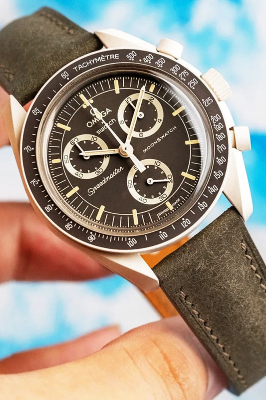 MoonSwatch｜Coffee Babele Leather Watch Bands