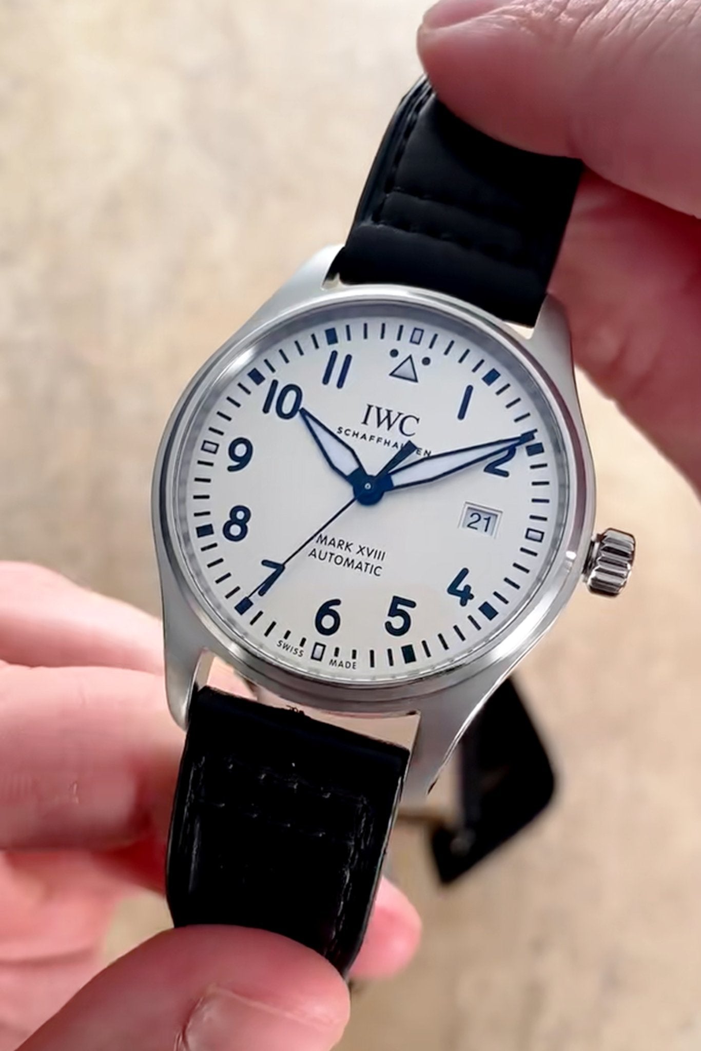 IWC｜Black Horween Leather Watch Bands