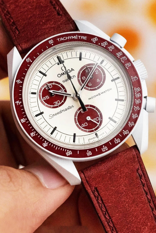 MoonSwatch｜Matte Bordeaux Martino Leather Watch Bands