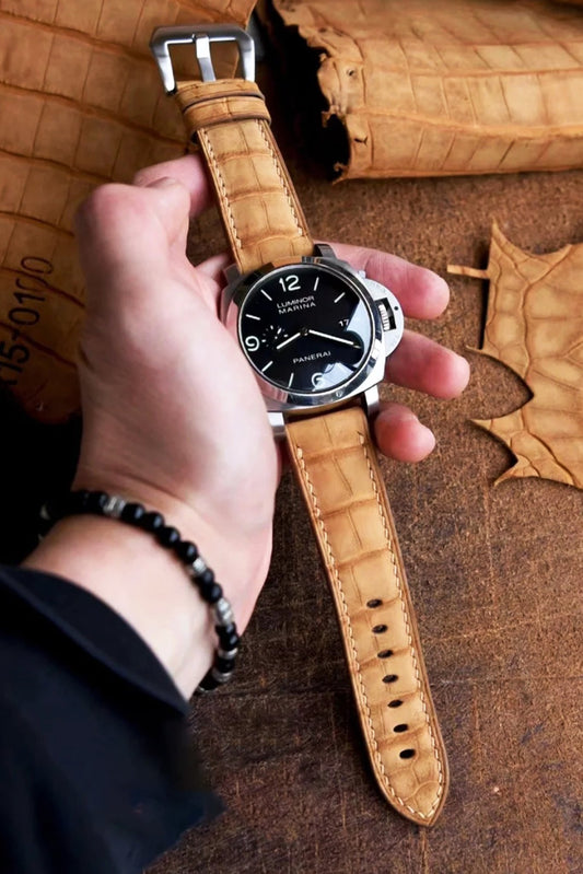 Panerai｜Gold Brown Alligator Leather Watch Bands