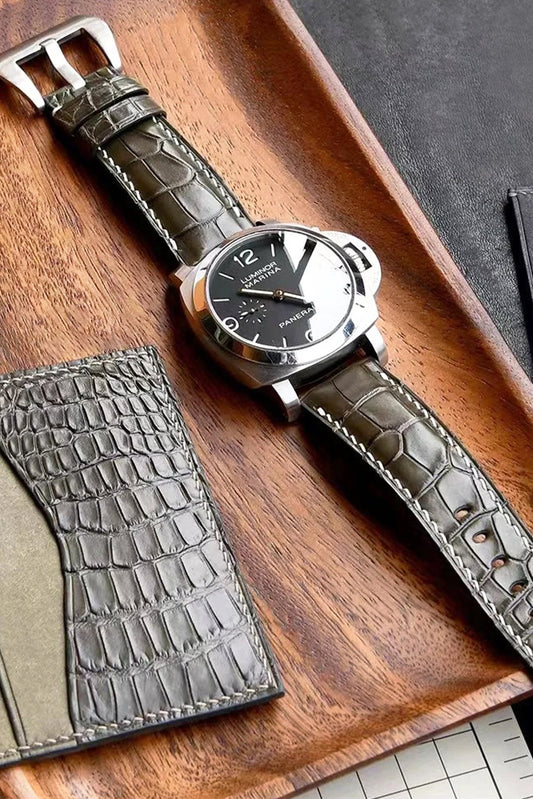 Panerai｜Steel Gray Alligator Leather Watch Bands