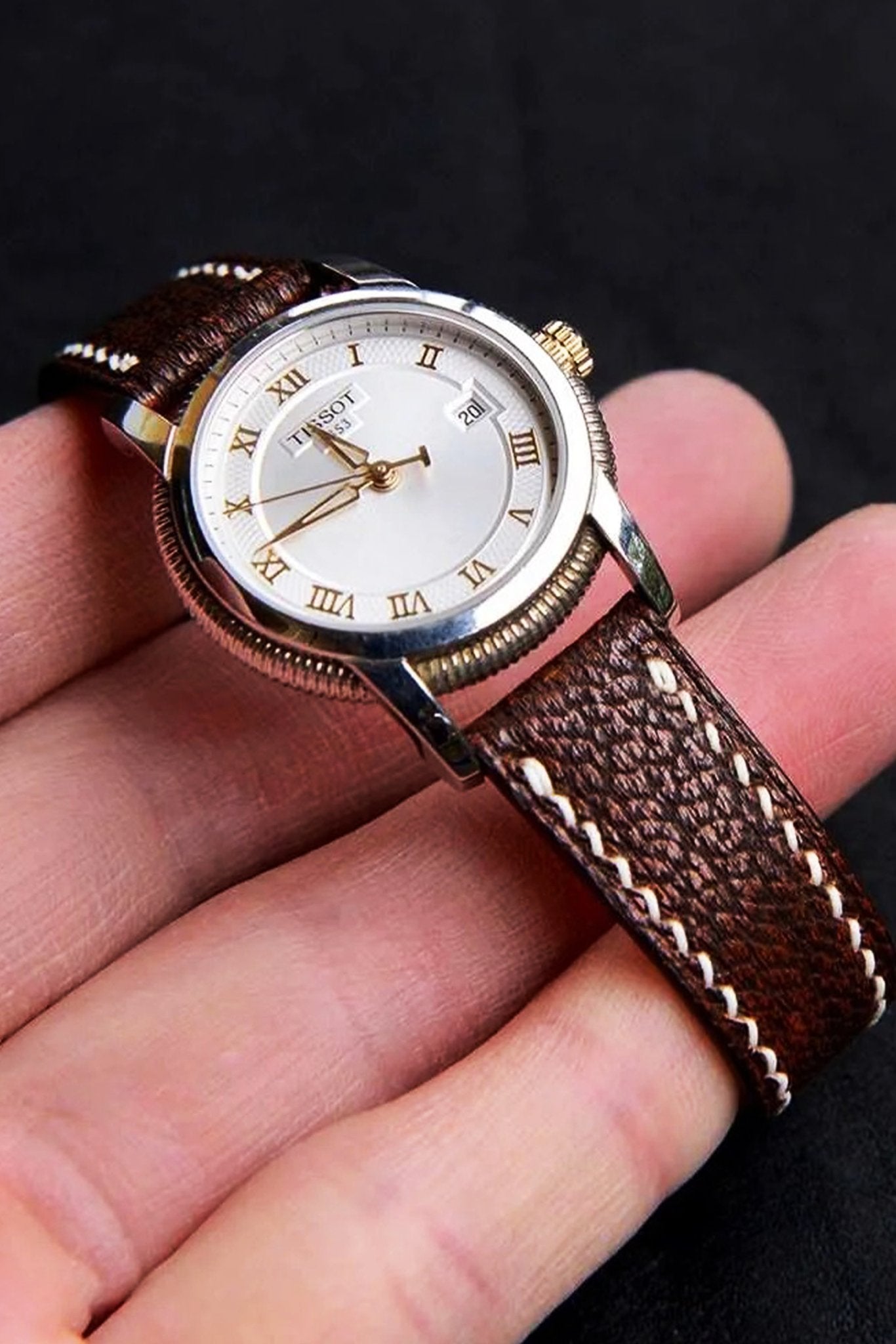 Tissot｜Chestnut Brown Patnat Leather Watch Straps & Bands