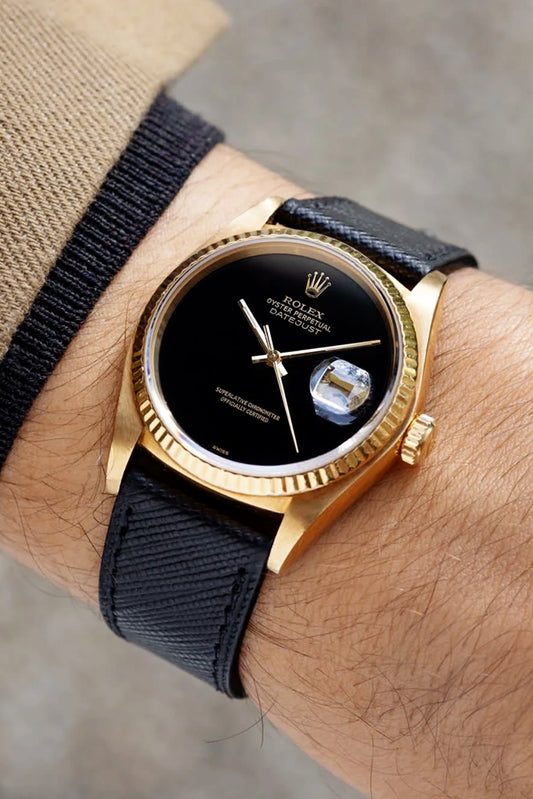 Rolex｜Black Saffiano Leather Watch Straps & Bands
