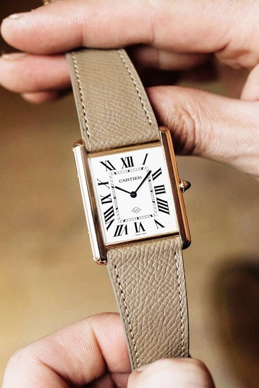 Cartier Tank｜ Trench Coat Gray Epsom Leather Watch Strap