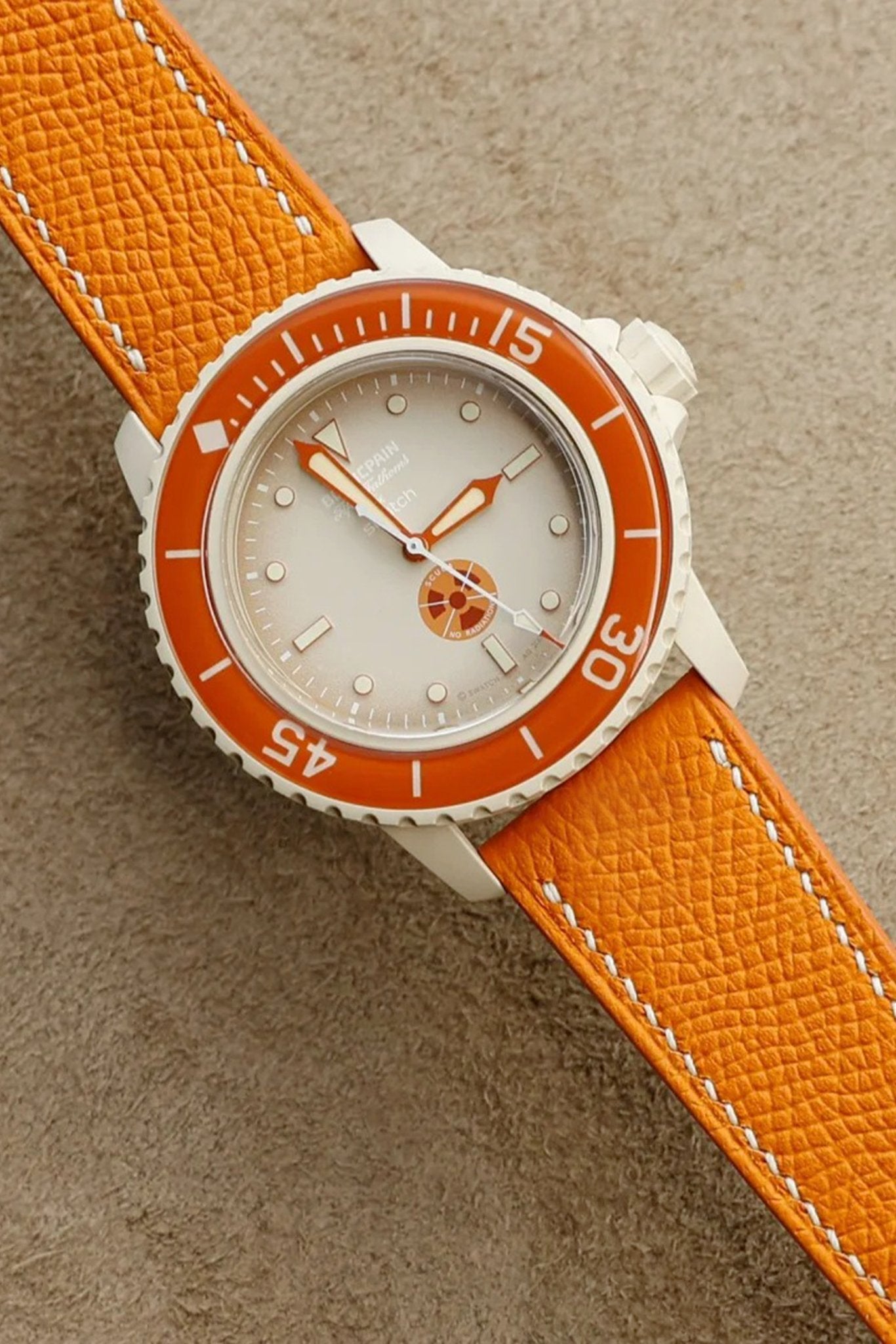 Swatch X Blancpain｜Orange Epsom Leather Watch Straps & Bands