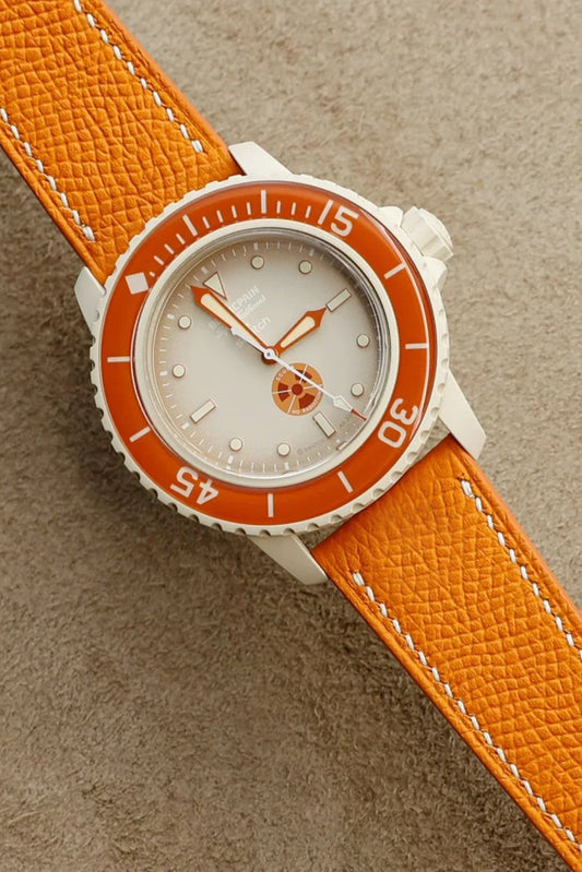 Swatch X Blancpain｜Orange Epsom Leather Watch Straps & Bands