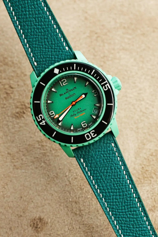 Swatch X Blancpain｜Deep Green Epsom Leather Watch Straps & Bands
