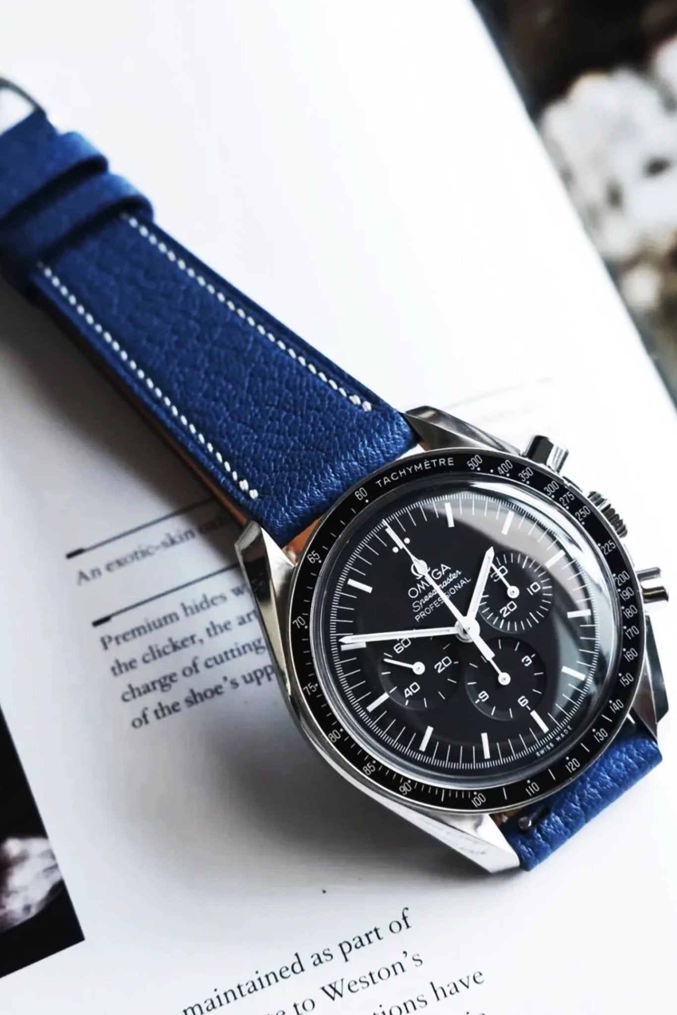 Omega｜Deep Blue Epsom Leather Watch Straps & Bands
