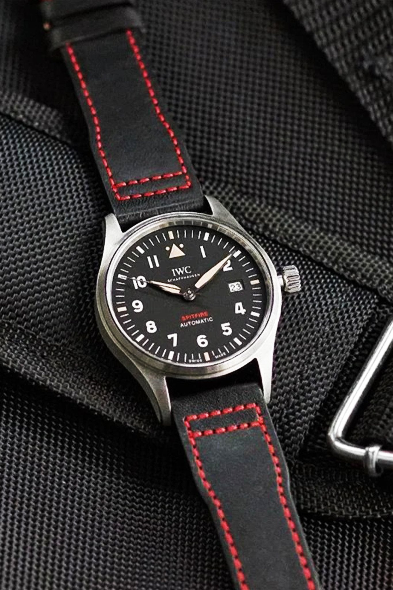 IWC｜Black Swift Leather Watch Bands