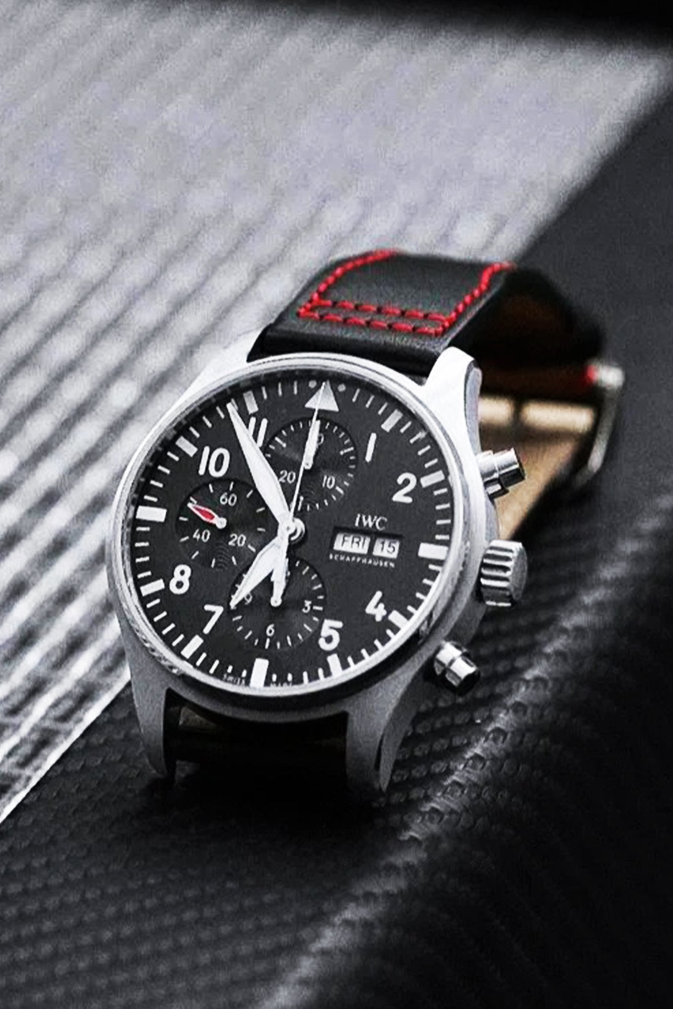 IWC｜Black Swift Leather Watch Bands